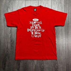 Vintage Ford Mommas Chevy Funny Shirt 1990s Red XL Single Stitch